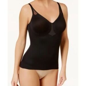 Miraclesuit Sexy Sheer Shaping Camisole Womens Size 42D Black Shapewear Tank EUC